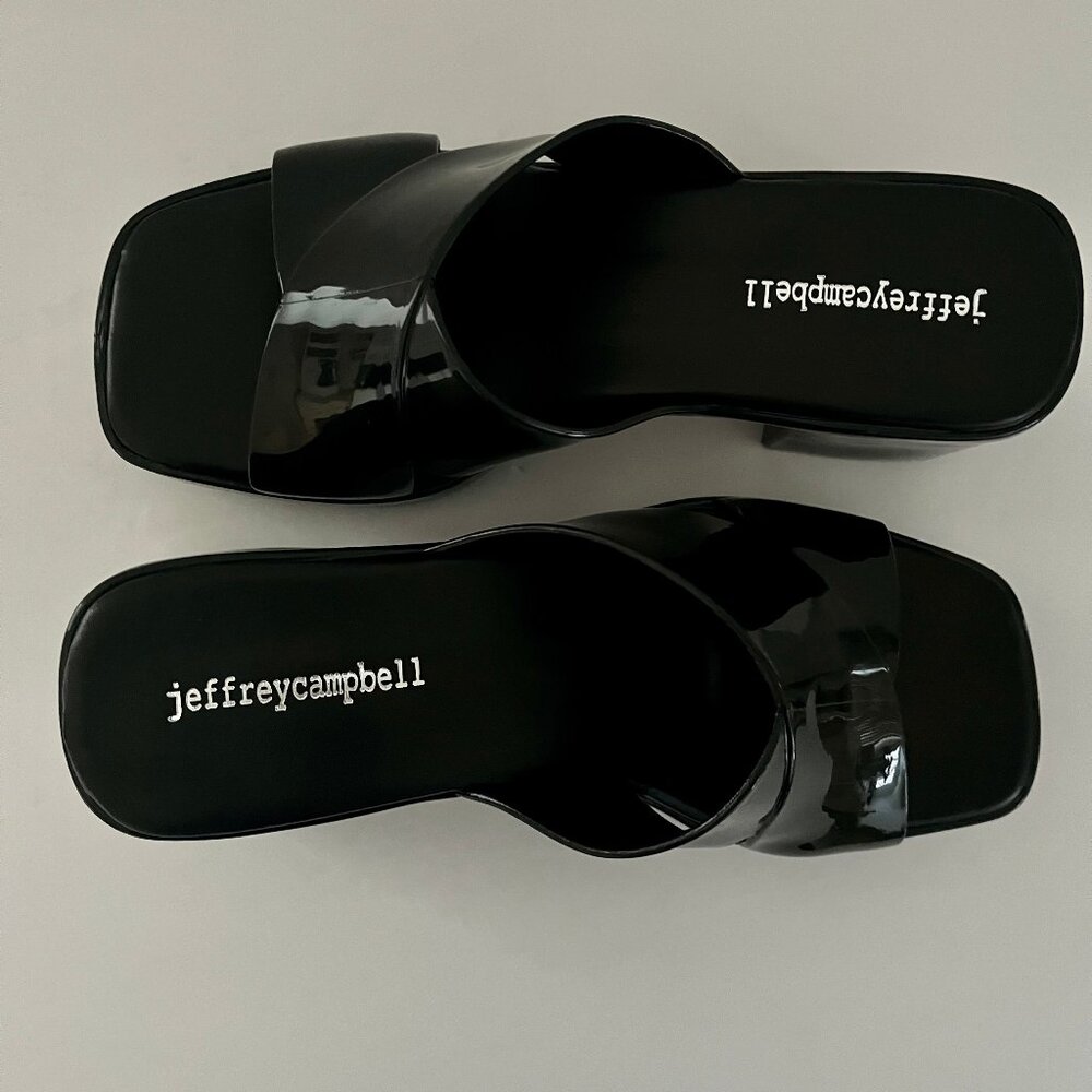 NEW! Jeffery Campbell Black Bubblegum Platform Sandals Heel Mule Patent Slides 6 - Picture 6 of 16